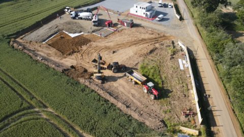 photo aérienne du chantier représentant le terrassaement